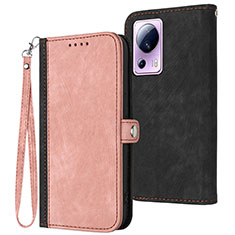 Leather Case Stands Flip Cover Holder YX1 for Xiaomi Mi 13 Lite 5G Rose Gold