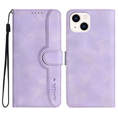 Leather Case Stands Flip Cover Holder YX2 for Apple iPhone 13 Clove Purple