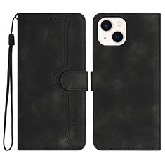 Leather Case Stands Flip Cover Holder YX2 for Apple iPhone 14 Black