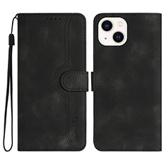 Leather Case Stands Flip Cover Holder YX2 for Apple iPhone 14 Plus Black