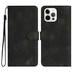 Leather Case Stands Flip Cover Holder YX2 for Apple iPhone 14 Pro Black