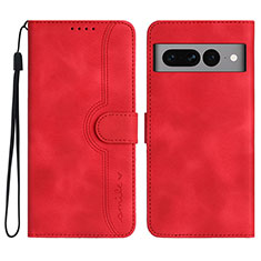 Leather Case Stands Flip Cover Holder YX2 for Google Pixel 7 Pro 5G Red