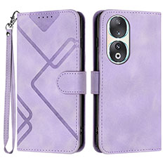 Leather Case Stands Flip Cover Holder YX2 for Huawei Honor 90 5G Purple