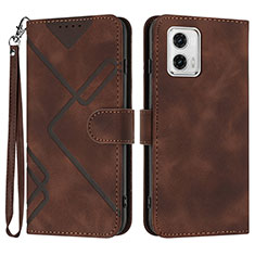 Leather Case Stands Flip Cover Holder YX2 for Motorola Moto G 5G (2023) Brown