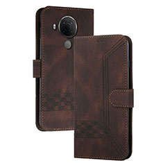 Leather Case Stands Flip Cover Holder YX2 for Nokia C300 Brown