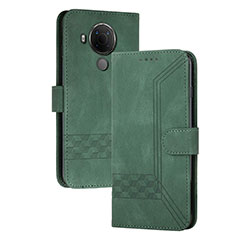 Leather Case Stands Flip Cover Holder YX2 for Nokia C300 Green