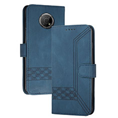 Leather Case Stands Flip Cover Holder YX2 for Nokia G10 Blue