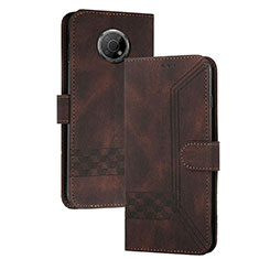 Leather Case Stands Flip Cover Holder YX2 for Nokia G10 Brown