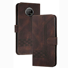 Leather Case Stands Flip Cover Holder YX2 for Nokia G300 5G Brown