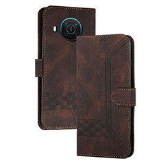 Leather Case Stands Flip Cover Holder YX2 for Nokia X20 Brown