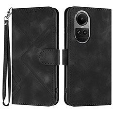 Leather Case Stands Flip Cover Holder YX2 for Oppo Reno10 5G Black