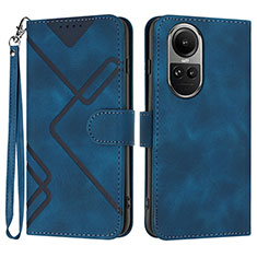 Leather Case Stands Flip Cover Holder YX2 for Oppo Reno10 5G Blue