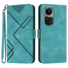 Leather Case Stands Flip Cover Holder YX2 for Oppo Reno10 5G Green