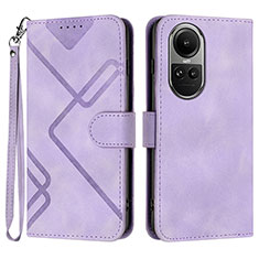 Leather Case Stands Flip Cover Holder YX2 for Oppo Reno10 5G Purple