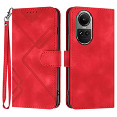 Leather Case Stands Flip Cover Holder YX2 for Oppo Reno10 5G Red