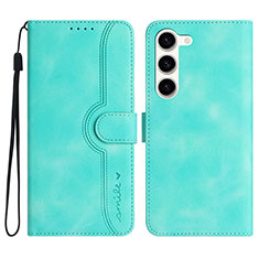 Leather Case Stands Flip Cover Holder YX2 for Samsung Galaxy S22 5G Green