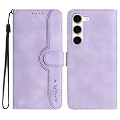 Leather Case Stands Flip Cover Holder YX2 for Samsung Galaxy S22 5G Purple