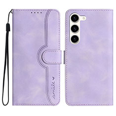 Leather Case Stands Flip Cover Holder YX2 for Samsung Galaxy S22 Plus 5G Purple