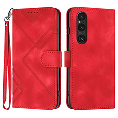 Leather Case Stands Flip Cover Holder YX2 for Sony Xperia 1 V Red