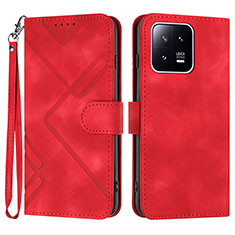 Leather Case Stands Flip Cover Holder YX2 for Xiaomi Mi 13 5G Red