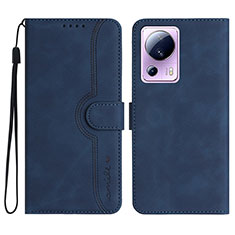 Leather Case Stands Flip Cover Holder YX2 for Xiaomi Mi 13 Lite 5G Blue