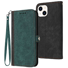 Leather Case Stands Flip Cover Holder YX3 for Apple iPhone 13 Green