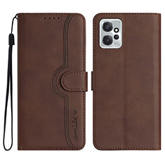 Leather Case Stands Flip Cover Holder YX3 for Motorola Moto G Power 5G (2023) Brown