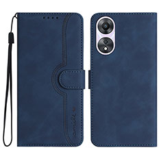Leather Case Stands Flip Cover Holder YX3 for Oppo A18 Blue