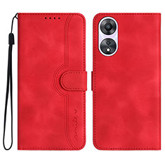 Leather Case Stands Flip Cover Holder YX3 for Oppo A58 4G Red