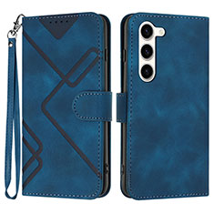 Leather Case Stands Flip Cover Holder YX3 for Samsung Galaxy S22 5G Blue