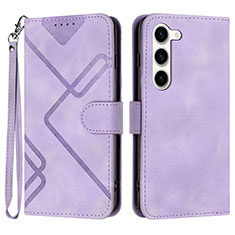 Leather Case Stands Flip Cover Holder YX3 for Samsung Galaxy S22 5G Purple