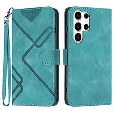 Leather Case Stands Flip Cover Holder YX3 for Samsung Galaxy S23 Ultra 5G Green