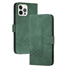 Leather Case Stands Flip Cover Holder YX4 for Apple iPhone 13 Pro Green