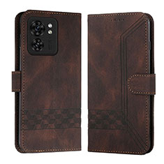 Leather Case Stands Flip Cover Holder YX4 for Motorola Moto Edge 40 5G Brown