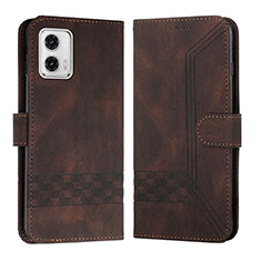 Leather Case Stands Flip Cover Holder YX4 for Motorola Moto G 5G (2023) Brown