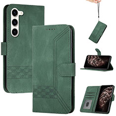 Leather Case Stands Flip Cover Holder YX4 for Samsung Galaxy S22 5G Green
