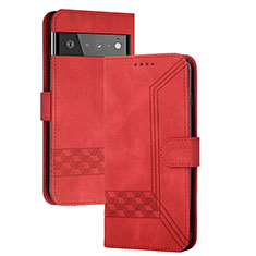 Leather Case Stands Flip Cover Holder YX5 for Google Pixel 6 Pro 5G Red