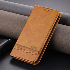 Leather Case Stands Flip Cover Holder YZ1 for Apple iPhone 14 Pro Max Light Brown
