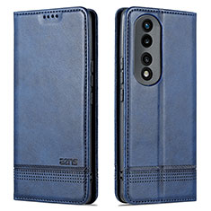Leather Case Stands Flip Cover Holder YZ1 for Huawei Honor 90 Pro 5G Blue