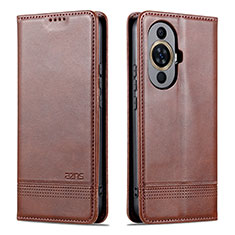 Leather Case Stands Flip Cover Holder YZ1 for Huawei Nova 11 Pro Brown