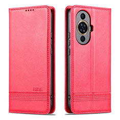 Leather Case Stands Flip Cover Holder YZ1 for Huawei Nova 11 Pro Hot Pink