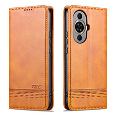 Leather Case Stands Flip Cover Holder YZ1 for Huawei Nova 11 Pro Light Brown