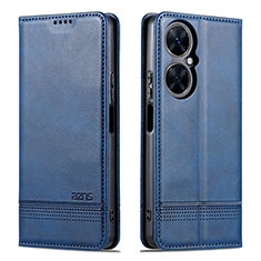 Leather Case Stands Flip Cover Holder YZ1 for Huawei Nova 11i Blue
