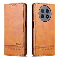 Leather Case Stands Flip Cover Holder YZ1 for Huawei Nova Y91 Light Brown