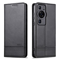 Leather Case Stands Flip Cover Holder YZ1 for Huawei P60 Pro Black