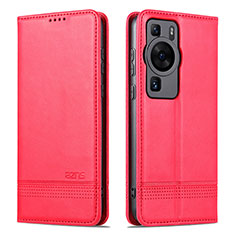 Leather Case Stands Flip Cover Holder YZ1 for Huawei P60 Pro Hot Pink