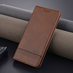 Leather Case Stands Flip Cover Holder YZ1 for Oppo A2 Pro 5G Brown