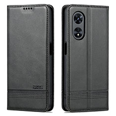 Leather Case Stands Flip Cover Holder YZ1 for Oppo A58 5G Black