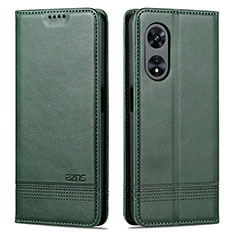 Leather Case Stands Flip Cover Holder YZ1 for Oppo A58 5G Green