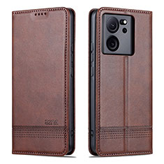 Leather Case Stands Flip Cover Holder YZ1 for Xiaomi Mi 13T 5G Brown